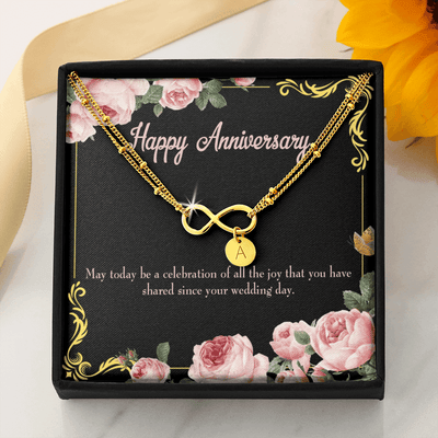 To My Wife Happy Anniversary Infinity Bracelet With Initial Charms - Infinity Bracelet
