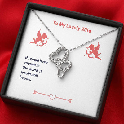 To My Lovely Wife (Valentine's) Twin Hearts Necklace Cz Eternal Bond Pendant From Son Daughter Gift Anniversary Birthday Graduation Mothers Day - Double Hearts Necklace