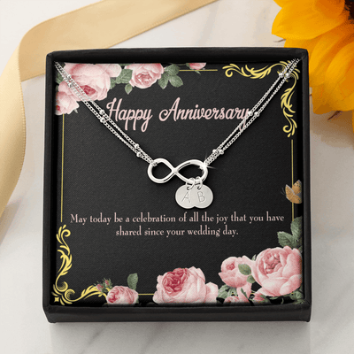 To My Wife Happy Anniversary Infinity Bracelet With Initial Charms - Infinity Bracelet