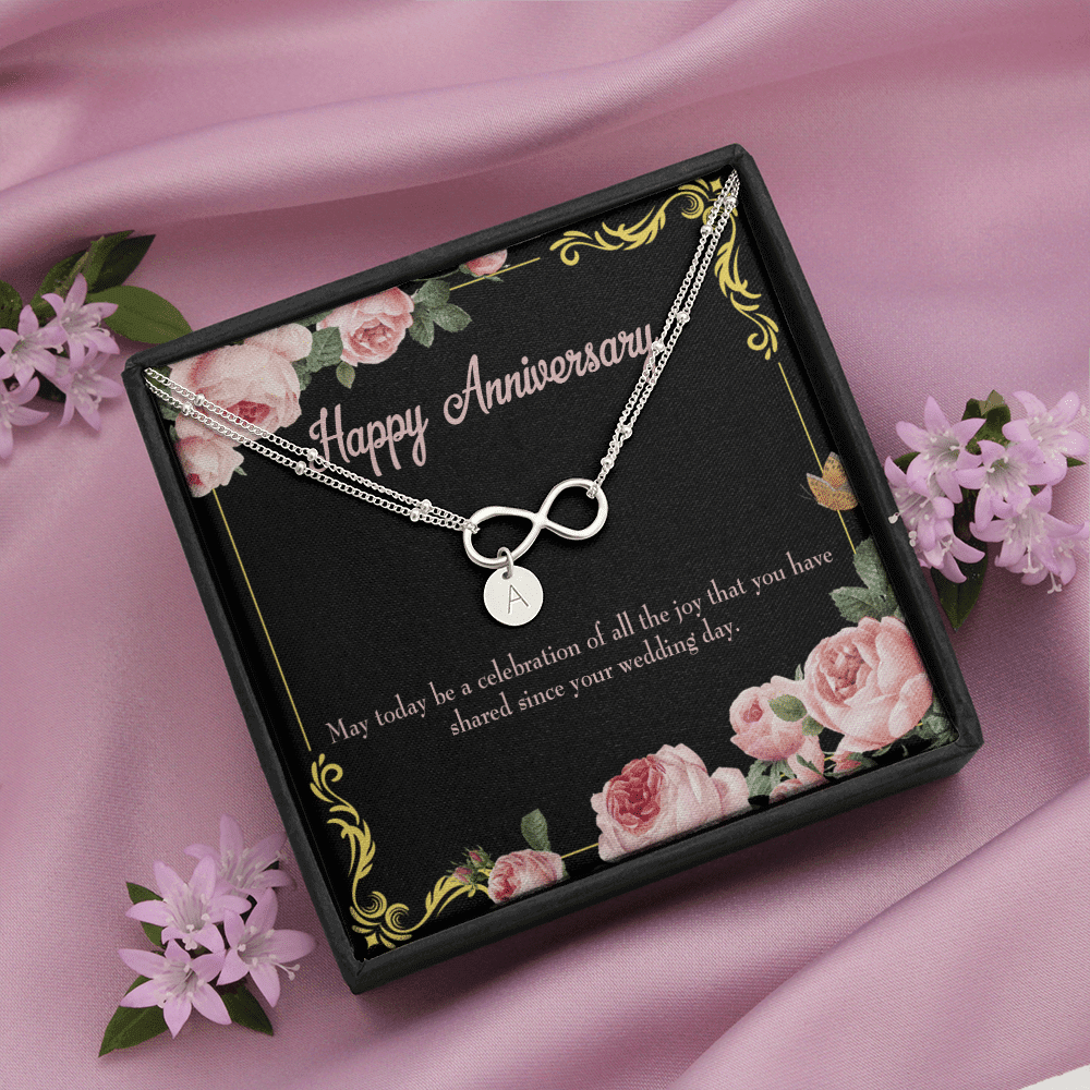 To My Wife Happy Anniversary Infinity Bracelet With Initial Charms - Infinity Bracelet