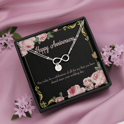 To My Wife Happy Anniversary Infinity Bracelet With Initial Charms - Infinity Bracelet