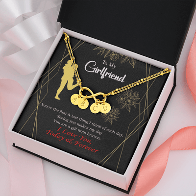 To My Girlfriend You Make My Day Infinity Bracelet With Initial Charms - Infinity Bracelet