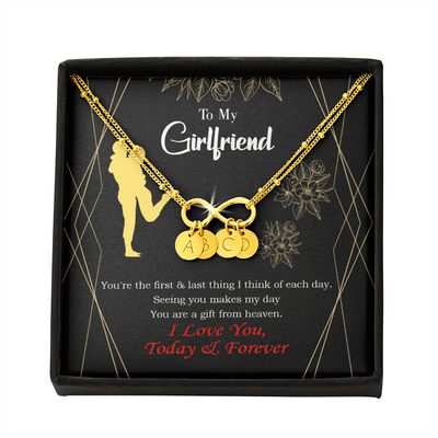 To My Girlfriend You Make My Day Infinity Bracelet With Initial Charms - Infinity Bracelet