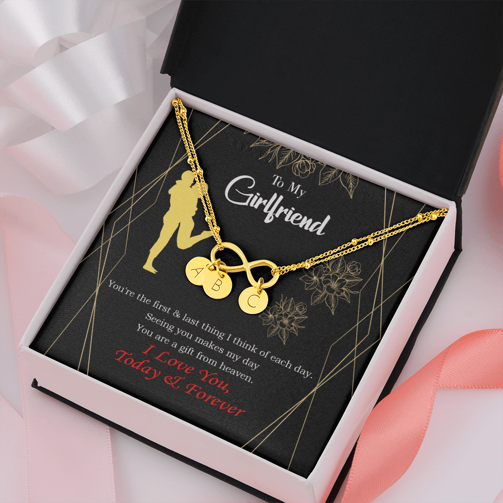 To My Girlfriend You Make My Day Infinity Bracelet With Initial Charms - Infinity Bracelet