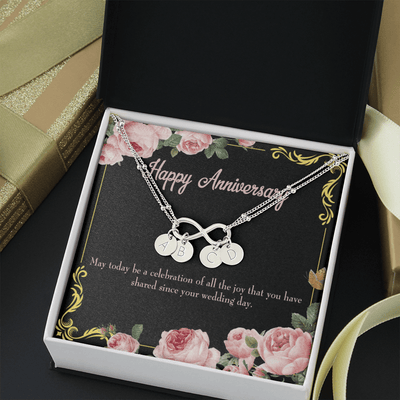 To My Wife Happy Anniversary Infinity Bracelet With Initial Charms - Infinity Bracelet