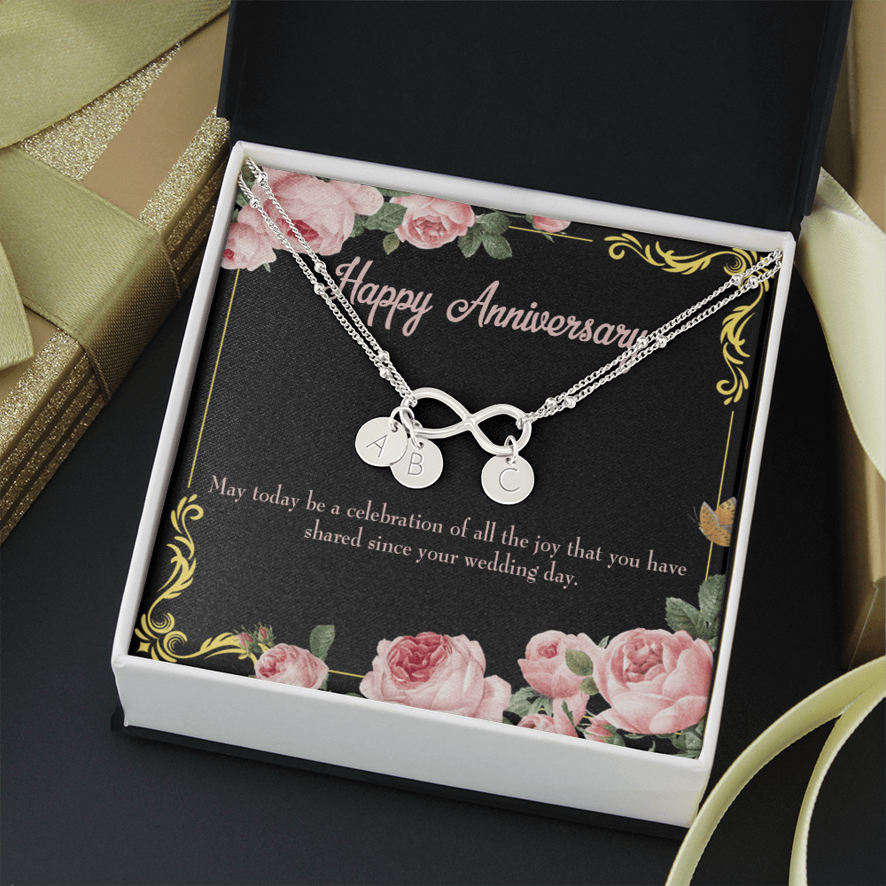 To My Wife Happy Anniversary Infinity Bracelet With Initial Charms - Infinity Bracelet