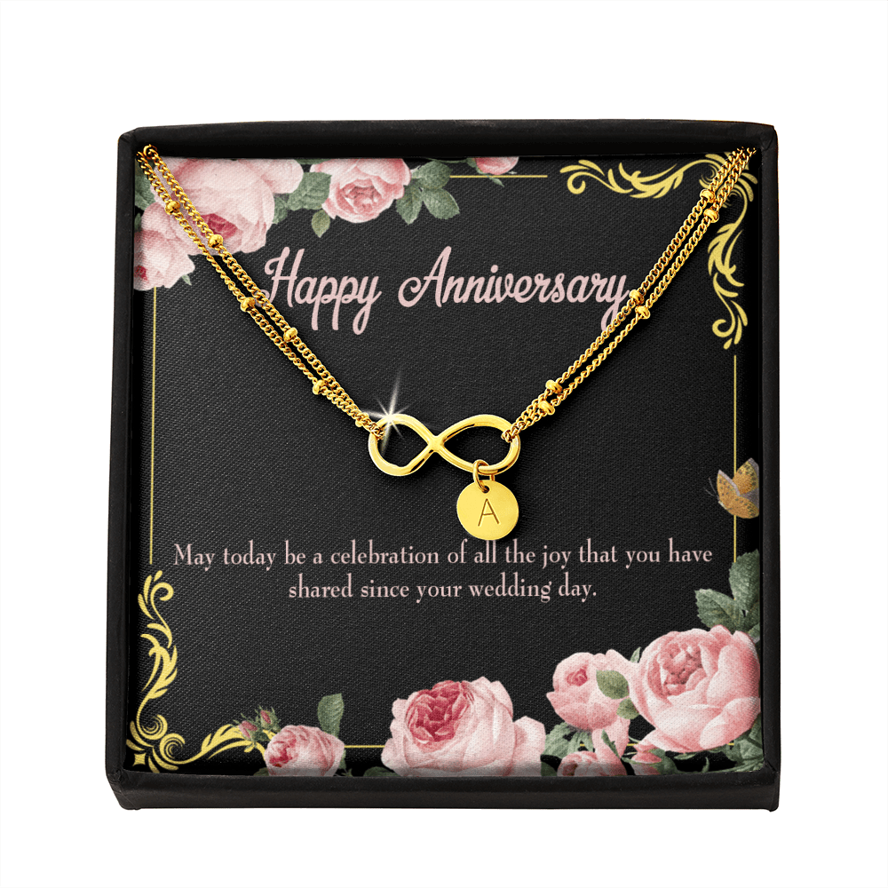 To My Wife Happy Anniversary Infinity Bracelet With Initial Charms - Infinity Bracelet