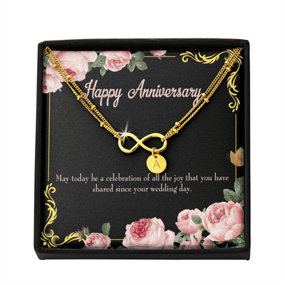 To My Wife Happy Anniversary Infinity Bracelet With Initial Charms - Infinity Bracelet