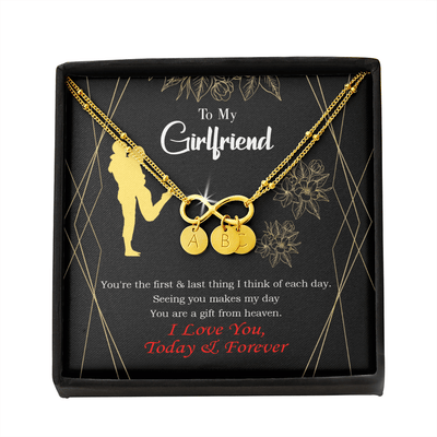 To My Girlfriend You Make My Day Infinity Bracelet With Initial Charms - Infinity Bracelet