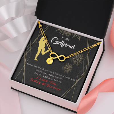 To My Girlfriend You Make My Day Infinity Bracelet With Initial Charms - Infinity Bracelet