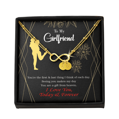 To My Girlfriend You Make My Day Infinity Bracelet With Initial Charms - Infinity Bracelet