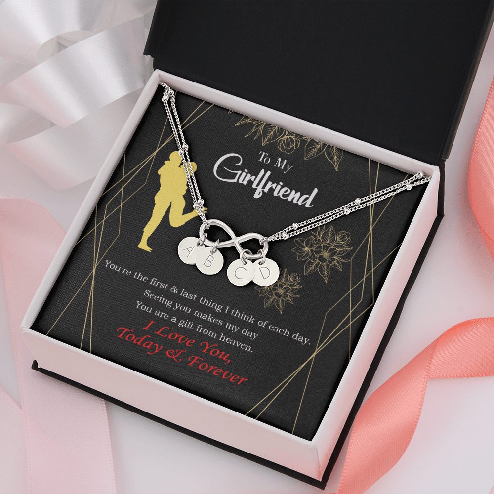 To My Girlfriend You Make My Day Infinity Bracelet With Initial Charms - Infinity Bracelet