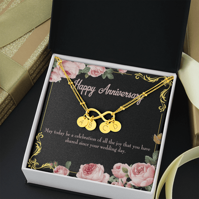 To My Wife Happy Anniversary Infinity Bracelet With Initial Charms - Infinity Bracelet