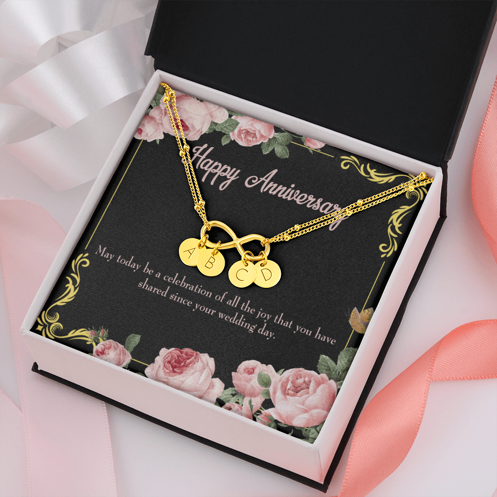To My Wife Happy Anniversary Infinity Bracelet With Initial Charms - Infinity Bracelet