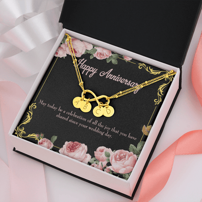 To My Wife Happy Anniversary Infinity Bracelet With Initial Charms - Infinity Bracelet