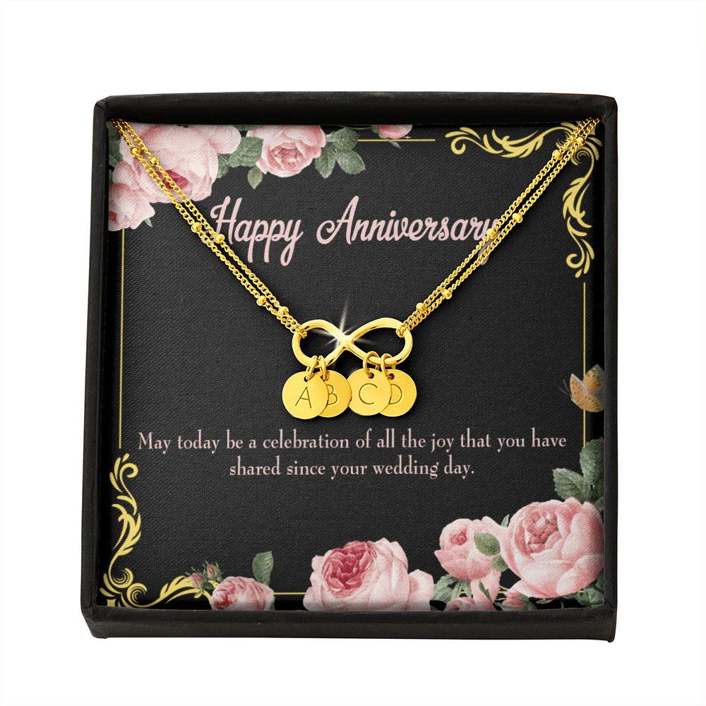 To My Wife Happy Anniversary Infinity Bracelet With Initial Charms - Infinity Bracelet