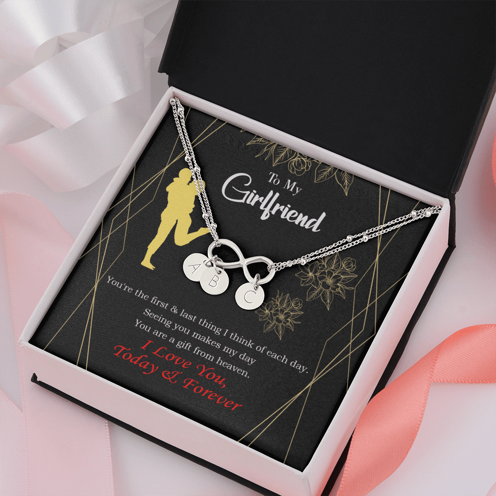 To My Girlfriend You Make My Day Infinity Bracelet With Initial Charms - Infinity Bracelet