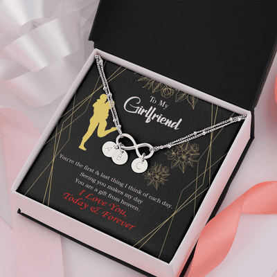 To My Girlfriend You Make My Day Infinity Bracelet With Initial Charms - Infinity Bracelet