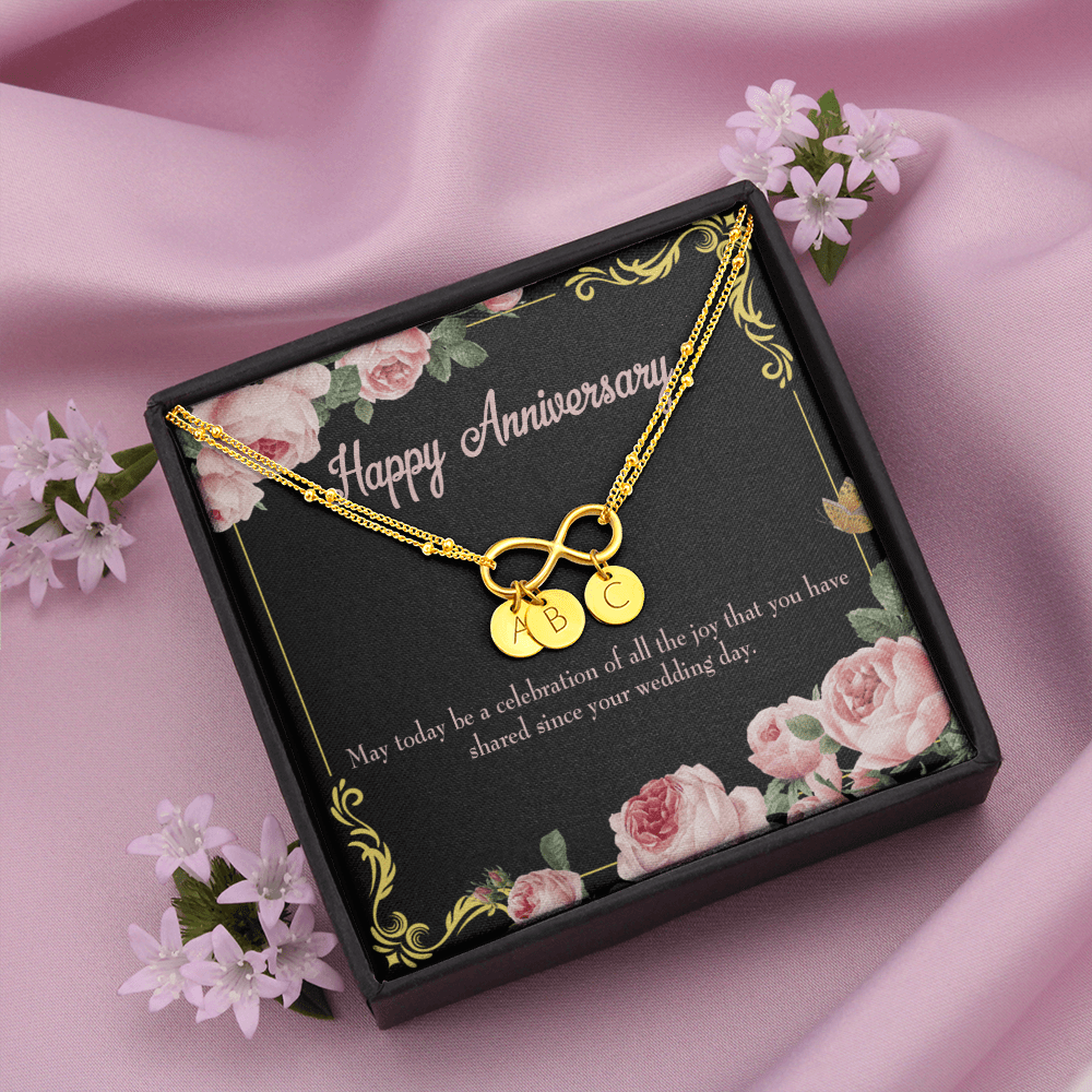 To My Wife Happy Anniversary Infinity Bracelet With Initial Charms - Infinity Bracelet