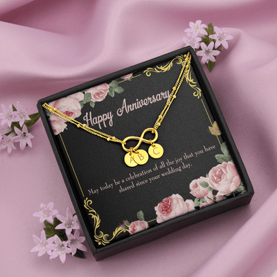To My Wife Happy Anniversary Infinity Bracelet With Initial Charms - Infinity Bracelet