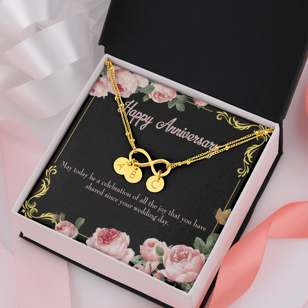 To My Wife Happy Anniversary Infinity Bracelet With Initial Charms - Infinity Bracelet
