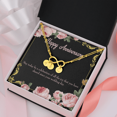 To My Wife Happy Anniversary Infinity Bracelet With Initial Charms - Infinity Bracelet