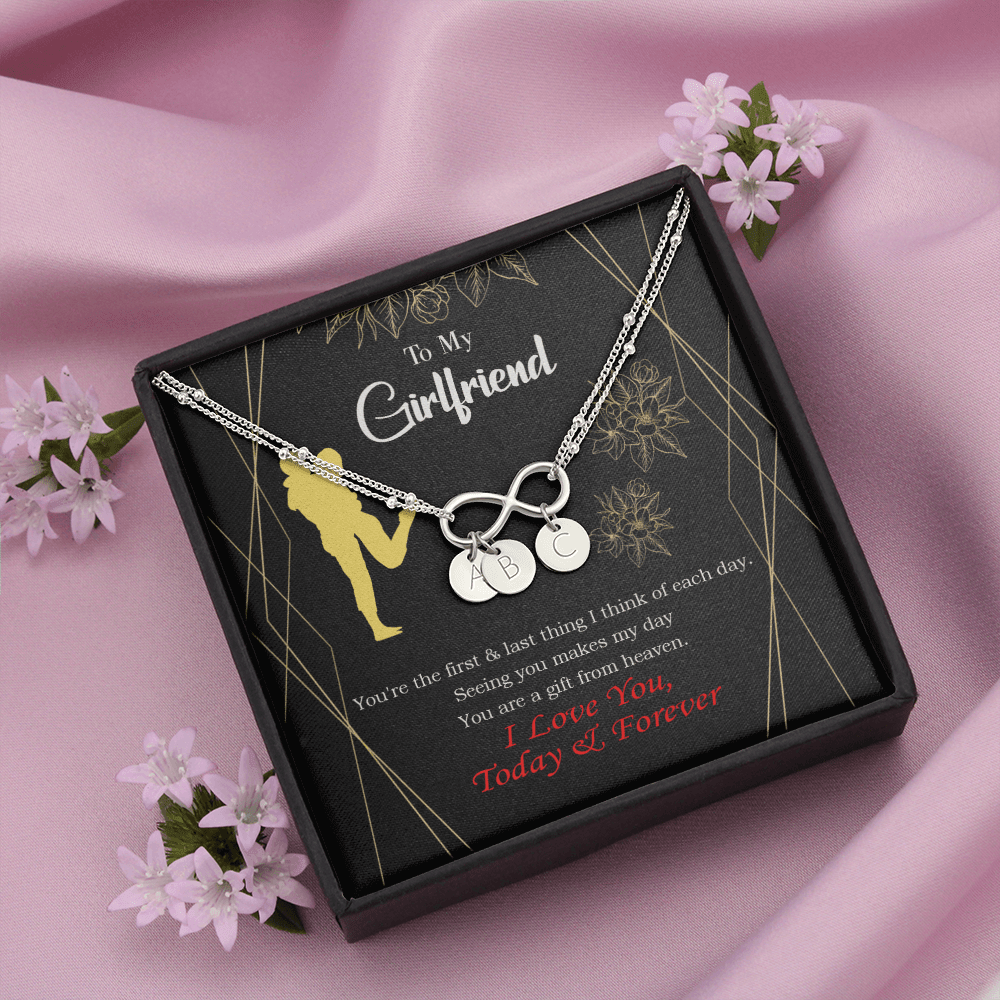 To My Girlfriend You Make My Day Infinity Bracelet With Initial Charms - Infinity Bracelet