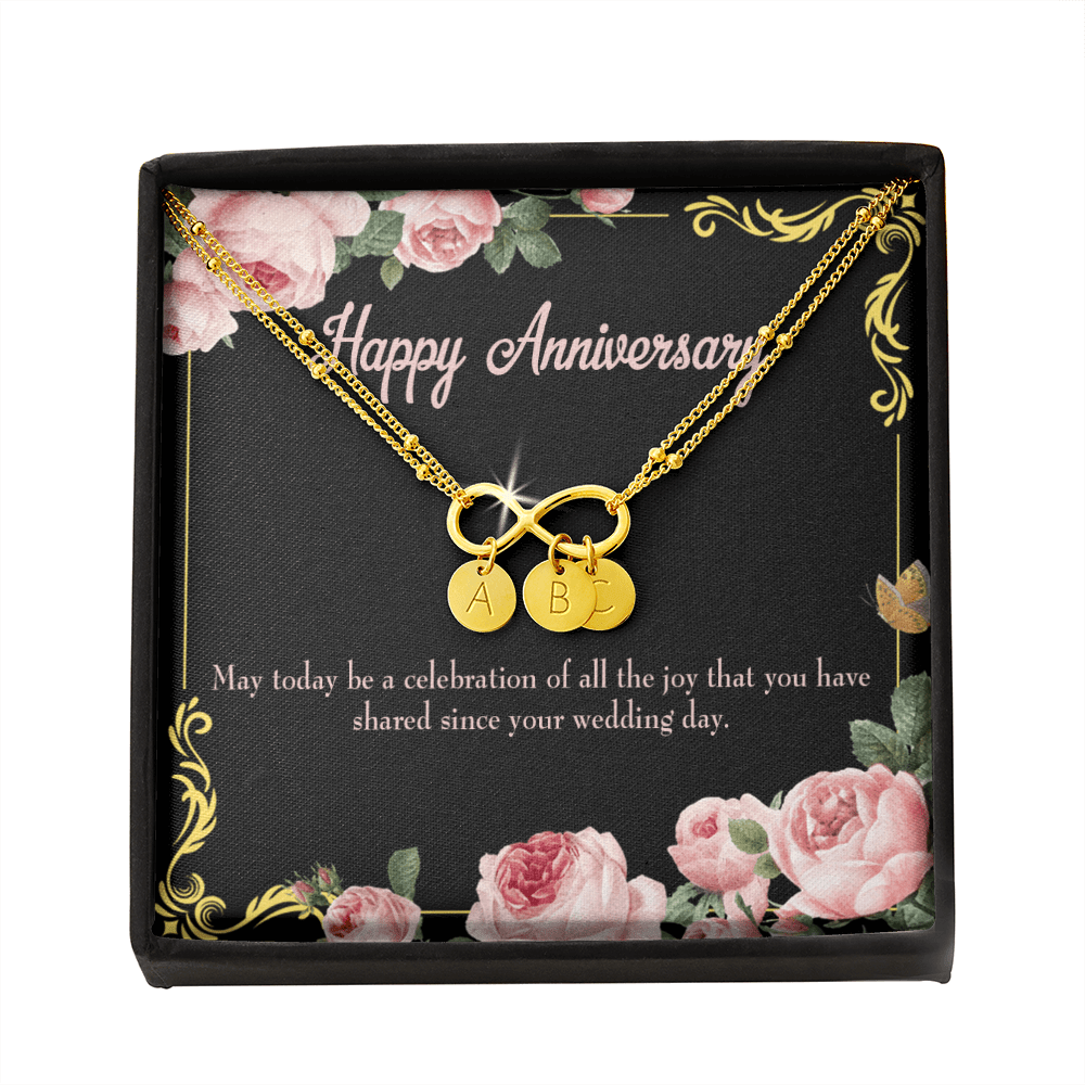 To My Wife Happy Anniversary Infinity Bracelet With Initial Charms - Infinity Bracelet