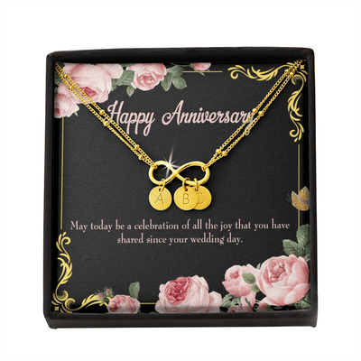 To My Wife Happy Anniversary Infinity Bracelet With Initial Charms - Infinity Bracelet