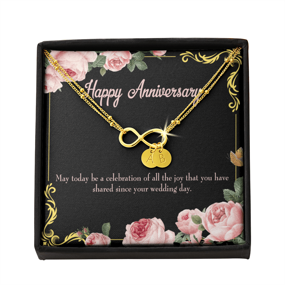 To My Wife Happy Anniversary Infinity Bracelet With Initial Charms - Infinity Bracelet