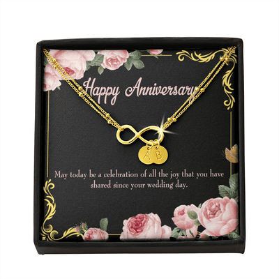 To My Wife Happy Anniversary Infinity Bracelet With Initial Charms - Infinity Bracelet