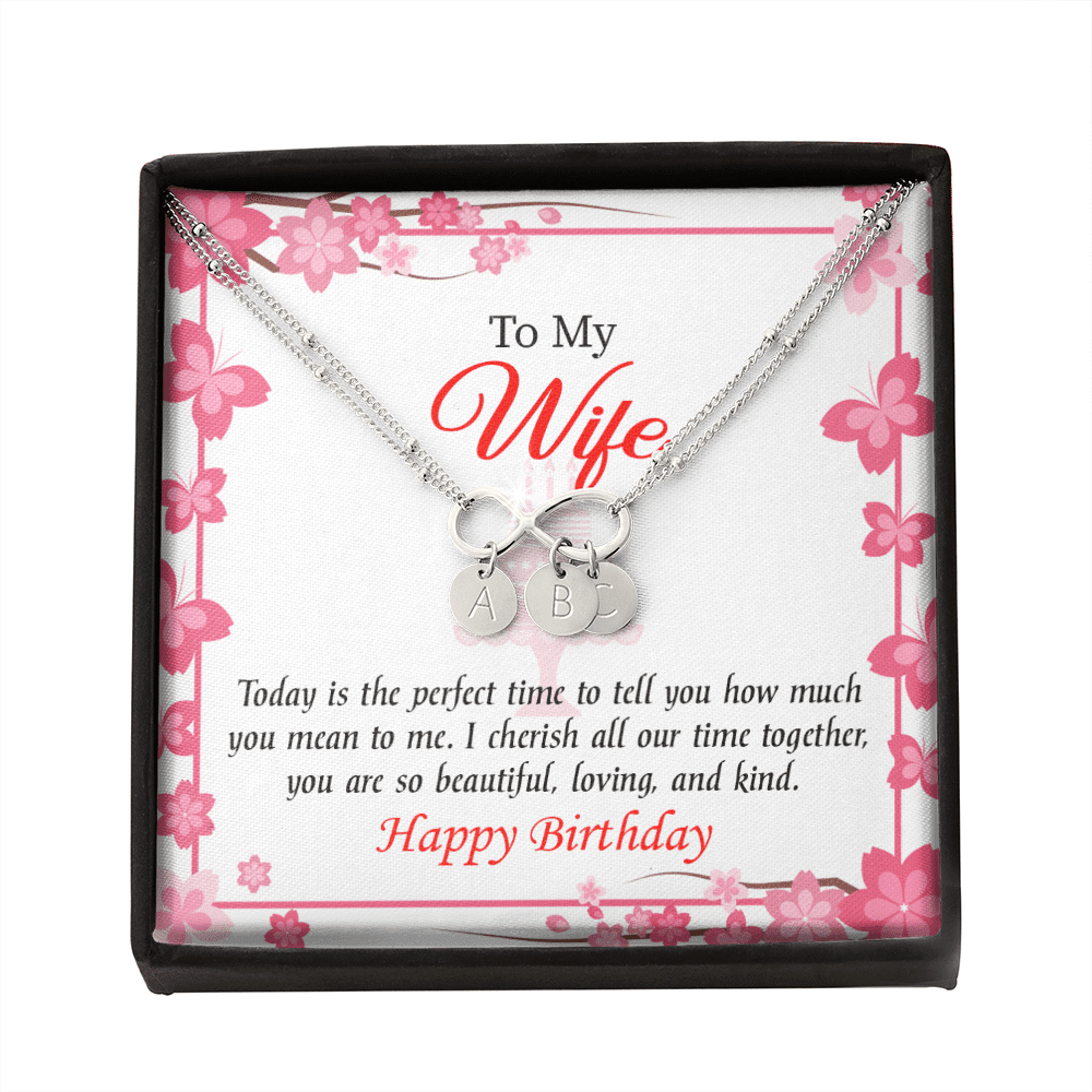 To My Wife Perfect Time Infinity Bracelet With Initial Charms - Infinity Bracelet