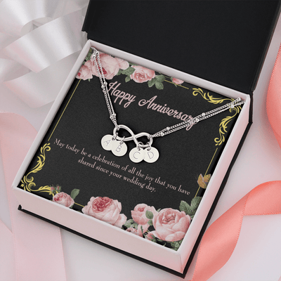 To My Wife Happy Anniversary Infinity Bracelet With Initial Charms - Infinity Bracelet