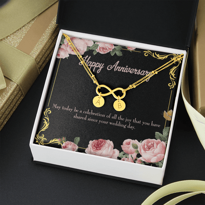 To My Wife Happy Anniversary Infinity Bracelet With Initial Charms - Infinity Bracelet