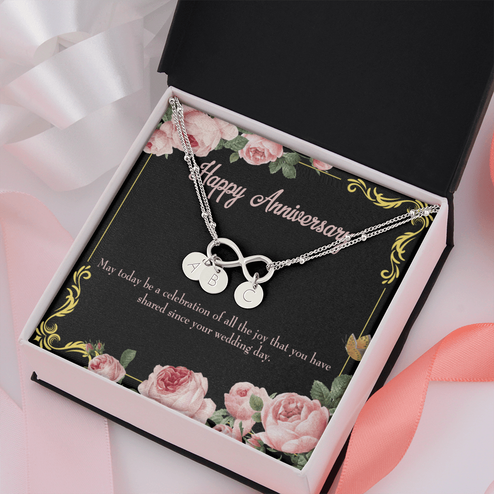 To My Wife Happy Anniversary Infinity Bracelet With Initial Charms - Infinity Bracelet