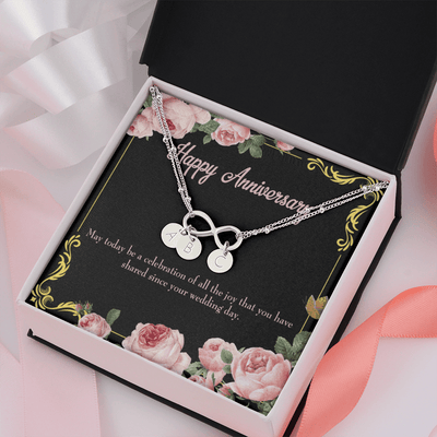 To My Wife Happy Anniversary Infinity Bracelet With Initial Charms - Infinity Bracelet
