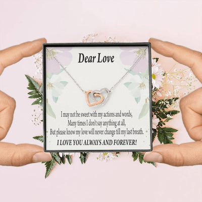 Wife Girlfriend Necklace Forever In Thoughts Inseparable Necklace Pendant 18k Rose Gold Finish 16� - Interlocking Hearts Necklace