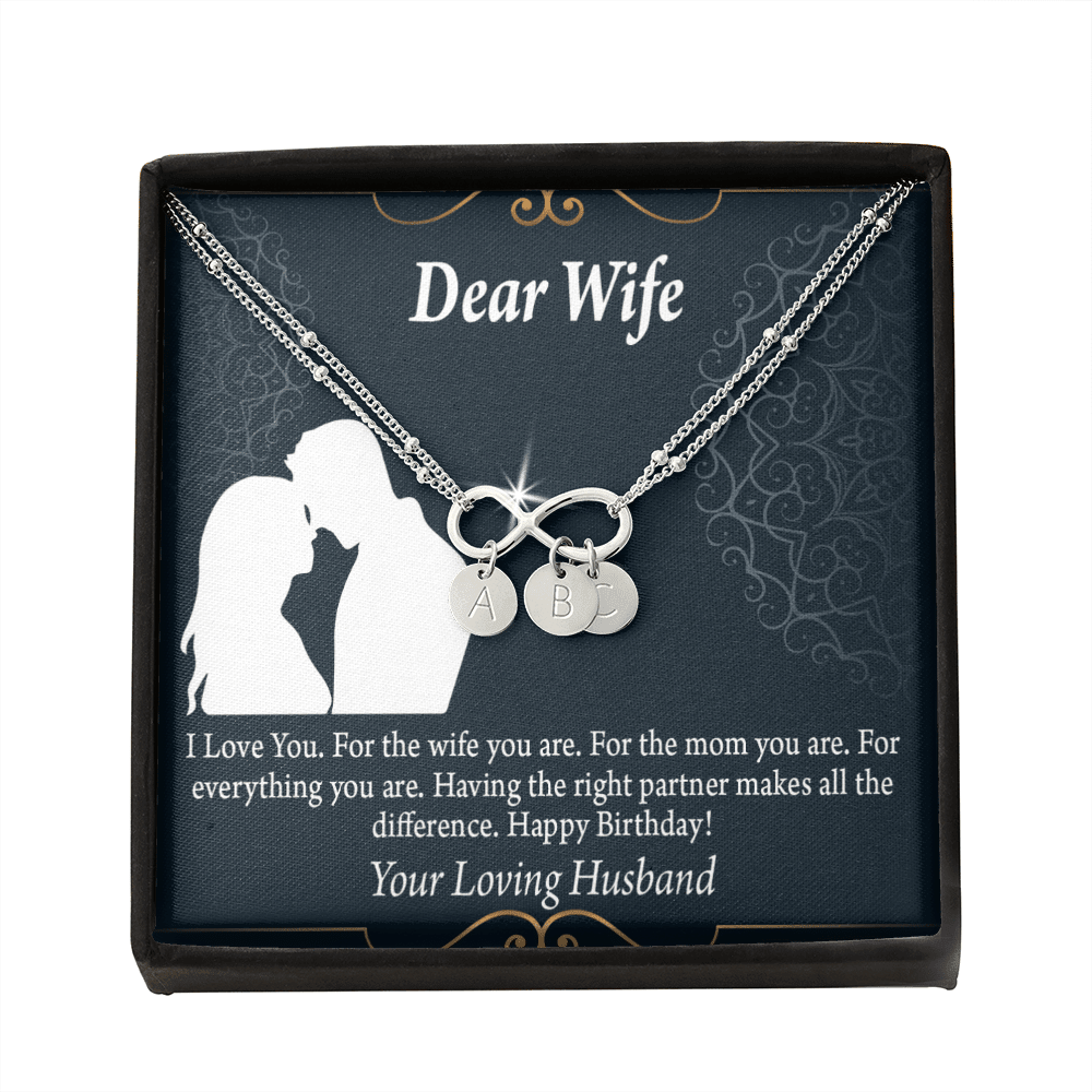 To My Wife Happy Birthday Dear Infinity Bracelet With Initial Charms - Infinity Bracelet