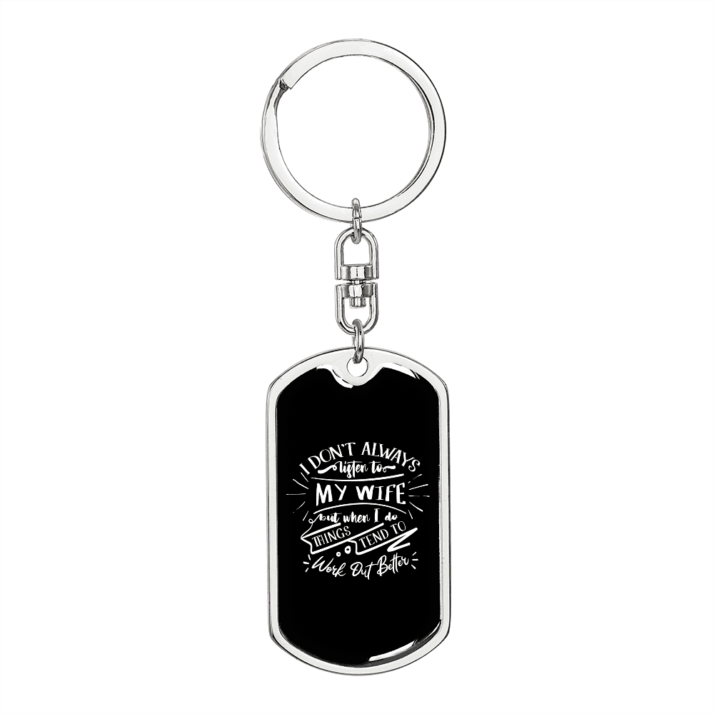 To My Wife  Work Out Better Keychain Stainless Steel or 18k Gold Dog Tag Keyring - Dog Tag with Swivel Keychain
