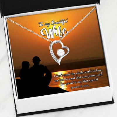 Gift For Wife To My Beautiful Wife Forever Love NecklaceHeart Pendant Stainless Steel or 18k Gold - Forever Love Necklace Gift Idea For Woman