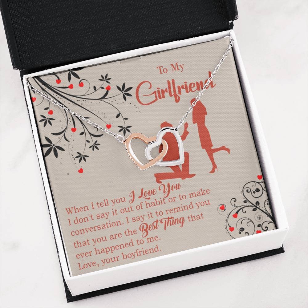 Girlfriend Necklace Message Card Out Of Habit Inseparable Love Pendant Surgical Steel Girlfriend Birthday Card Romantic - Interlocking Hearts Necklace
