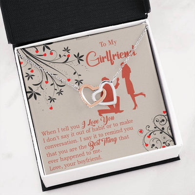 Girlfriend Necklace Message Card Out Of Habit Inseparable Love Pendant Surgical Steel Girlfriend Birthday Card Romantic - Interlocking Hearts Necklace