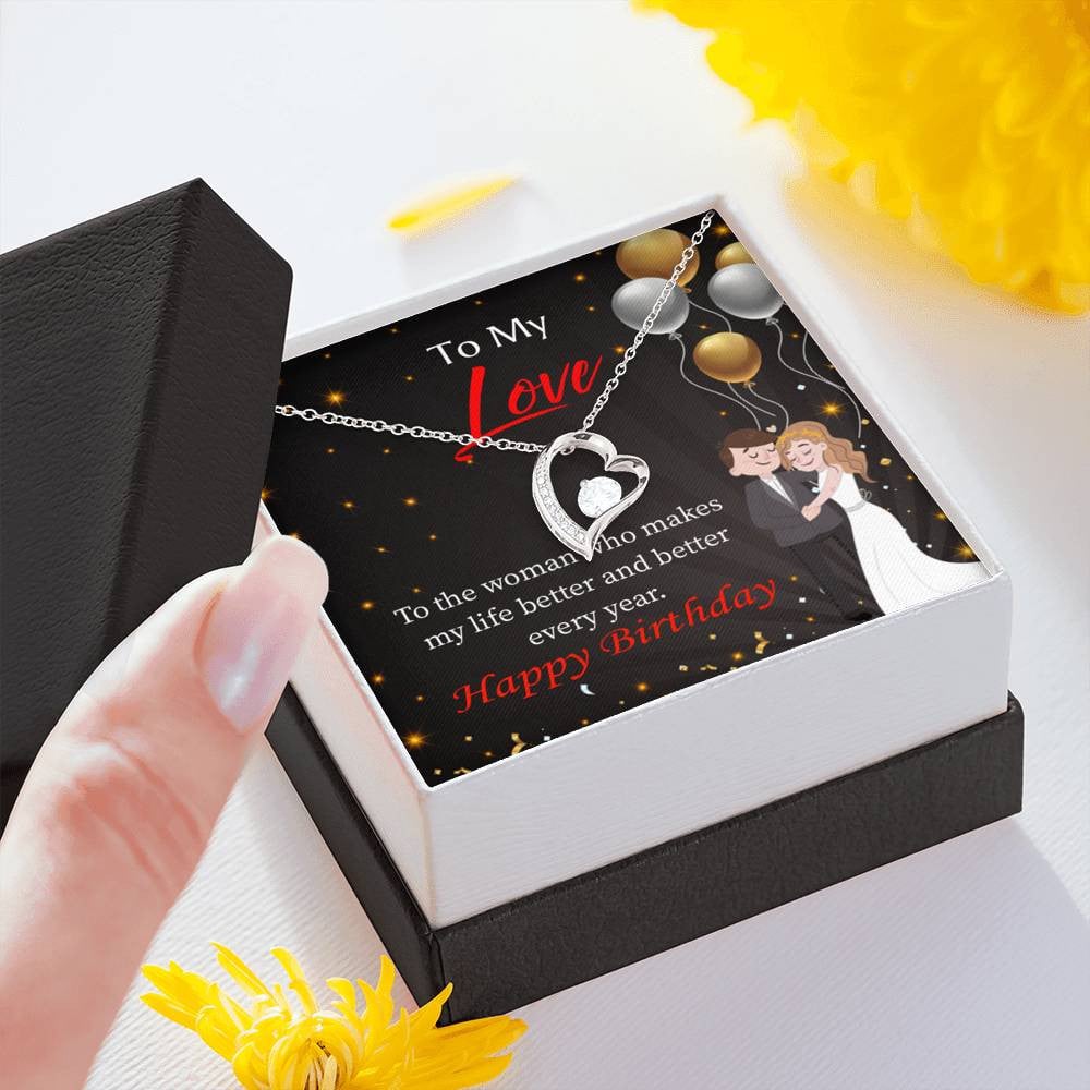 You Make Me Better Wife Gift Forever Love NecklaceHeart Pendant Stainless Steel or 18k Gold Wife Birthday Gift - Forever Love Necklace Gift Idea For Woman