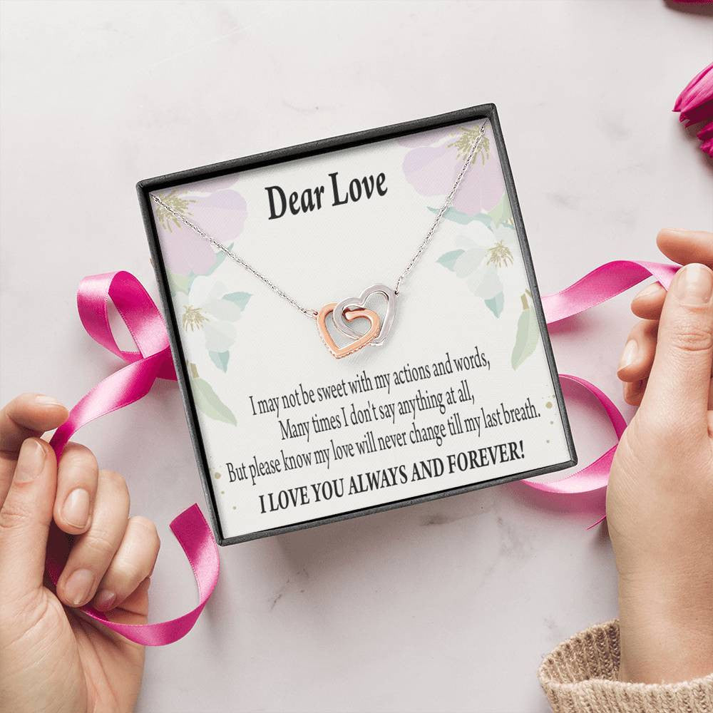 Wife Girlfriend Necklace Forever In Thoughts Inseparable Necklace Pendant 18k Rose Gold Finish 16� - Interlocking Hearts Necklace