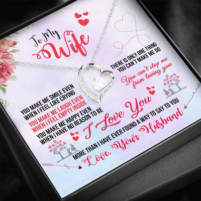 To My Wife You Make Me Smile Forever Pendant Necklace Message Card - Forever Love Necklace Gift Idea For Woman