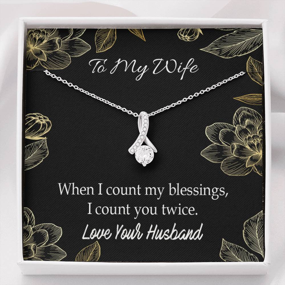 To My Wife Blessings Eternity Ribbon Stone Necklace Jewelry Gift  Stainless Steel - Alluring Beauty Necklace Gift For Her