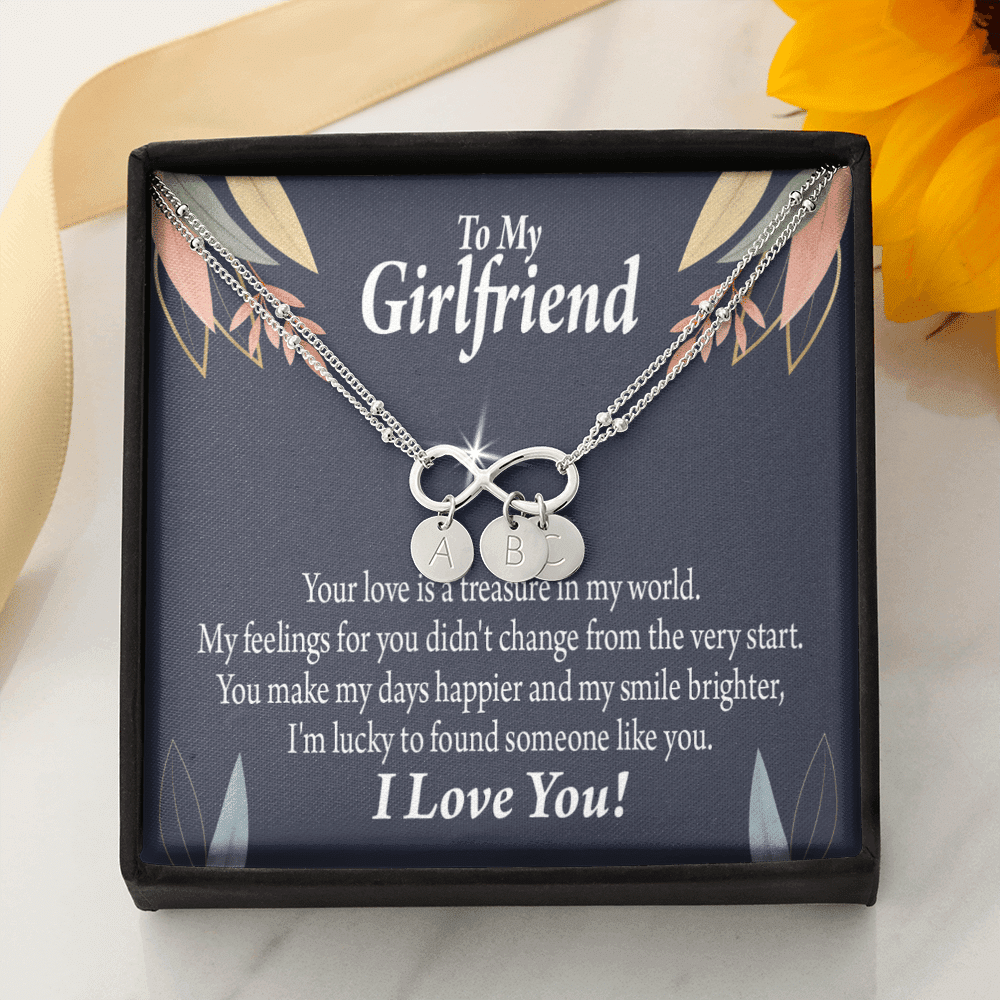 To My Girlfriend You Are My Treasure Infinity Bracelet With Initial Charms - Infinity Bracelet