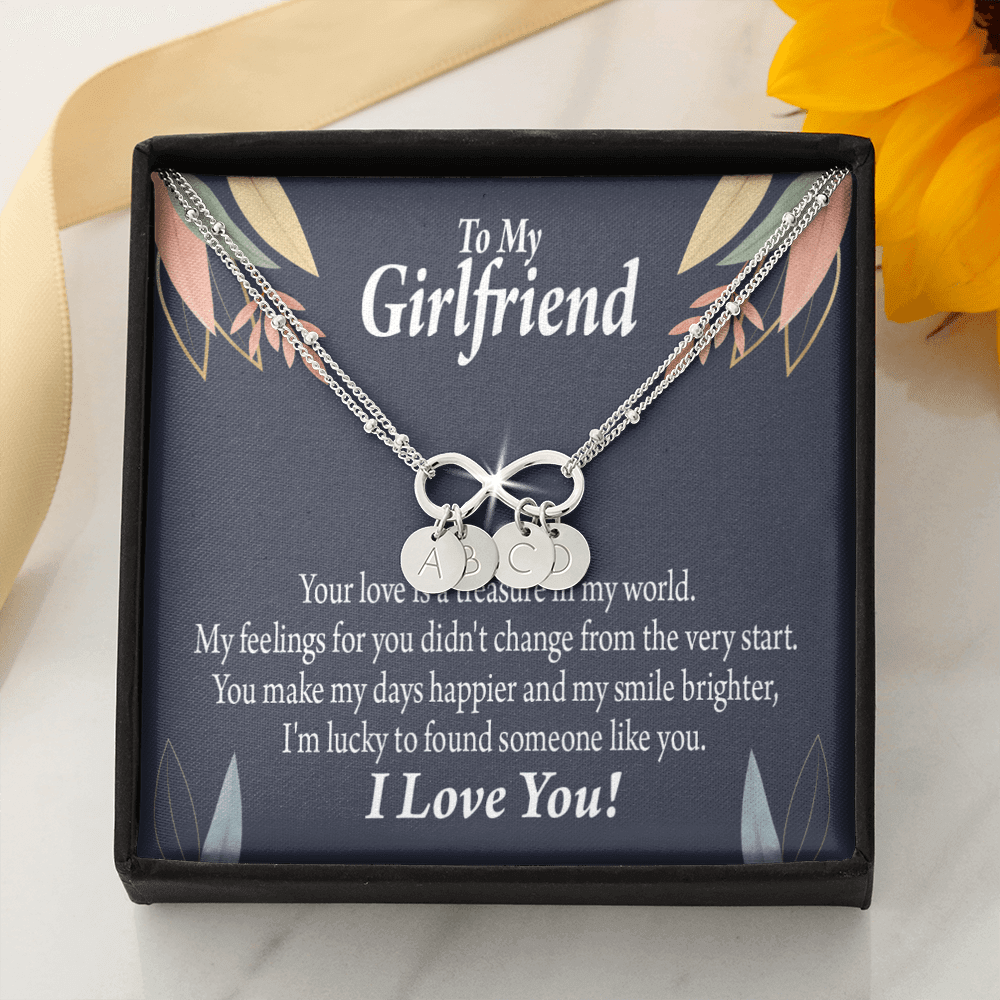 To My Girlfriend You Are My Treasure Infinity Bracelet With Initial Charms - Infinity Bracelet