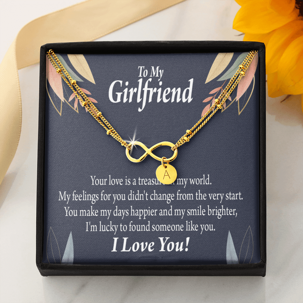 To My Girlfriend You Are My Treasure Infinity Bracelet With Initial Charms - Infinity Bracelet