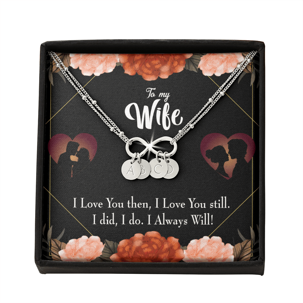 To My Wife I Love You Then And Now Infinity Bracelet With Initial Charms - Infinity Bracelet